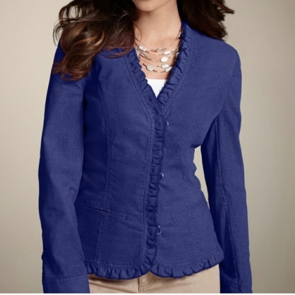 Chico's Cord Bouquet Bianca Jacket NWT 2 Wearable Art Snake Print Career Blazer - Picture 1 of 16
